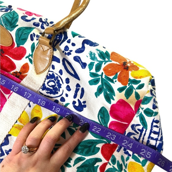 Vintage 80s GITANO Hawaiian Artsy Floral Novelty Print Duffle Carry on Tote Bag - Picture 9 of 15